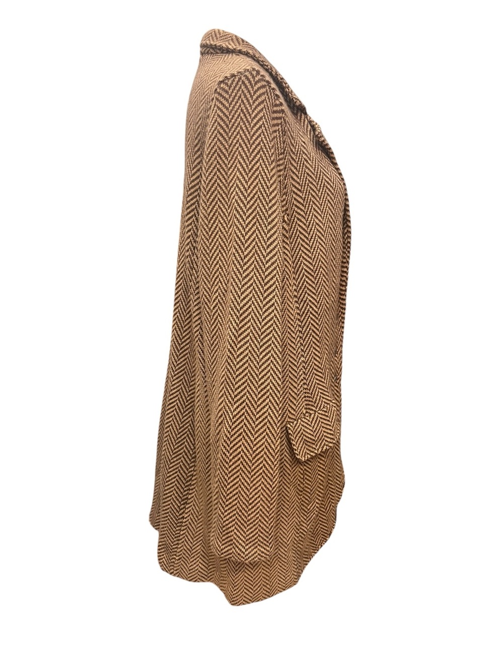 Lauren Ralph Lauren 1X Brown Herringbone Wool Cashmere Long Blazer Jacket - Picture 5 of 14